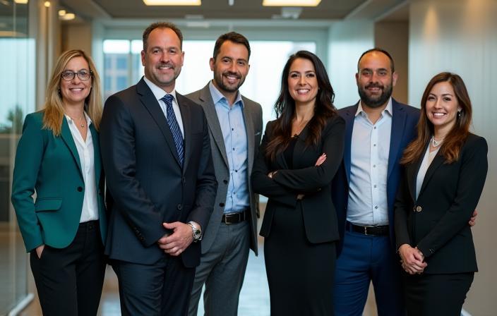 The Al Noor University Technologies team gathered in a modern Dubai office
